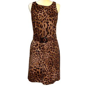 Rafaella Sleeveless Animal Print Dress and Belt Women Size 8 New With Tag